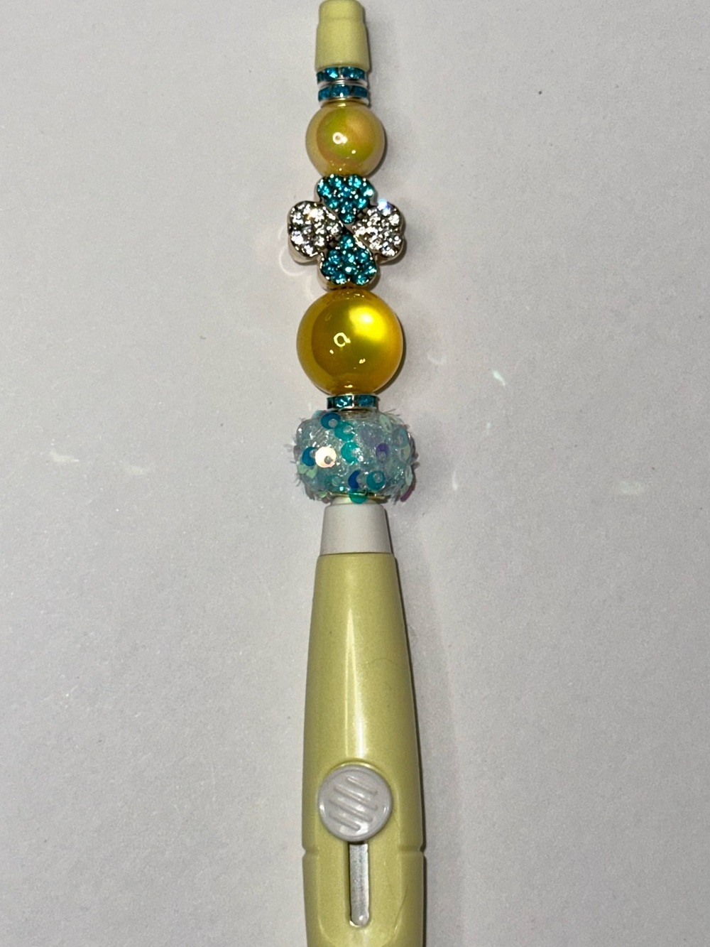 Yellow and Turquoise Beaded Stylus Pen